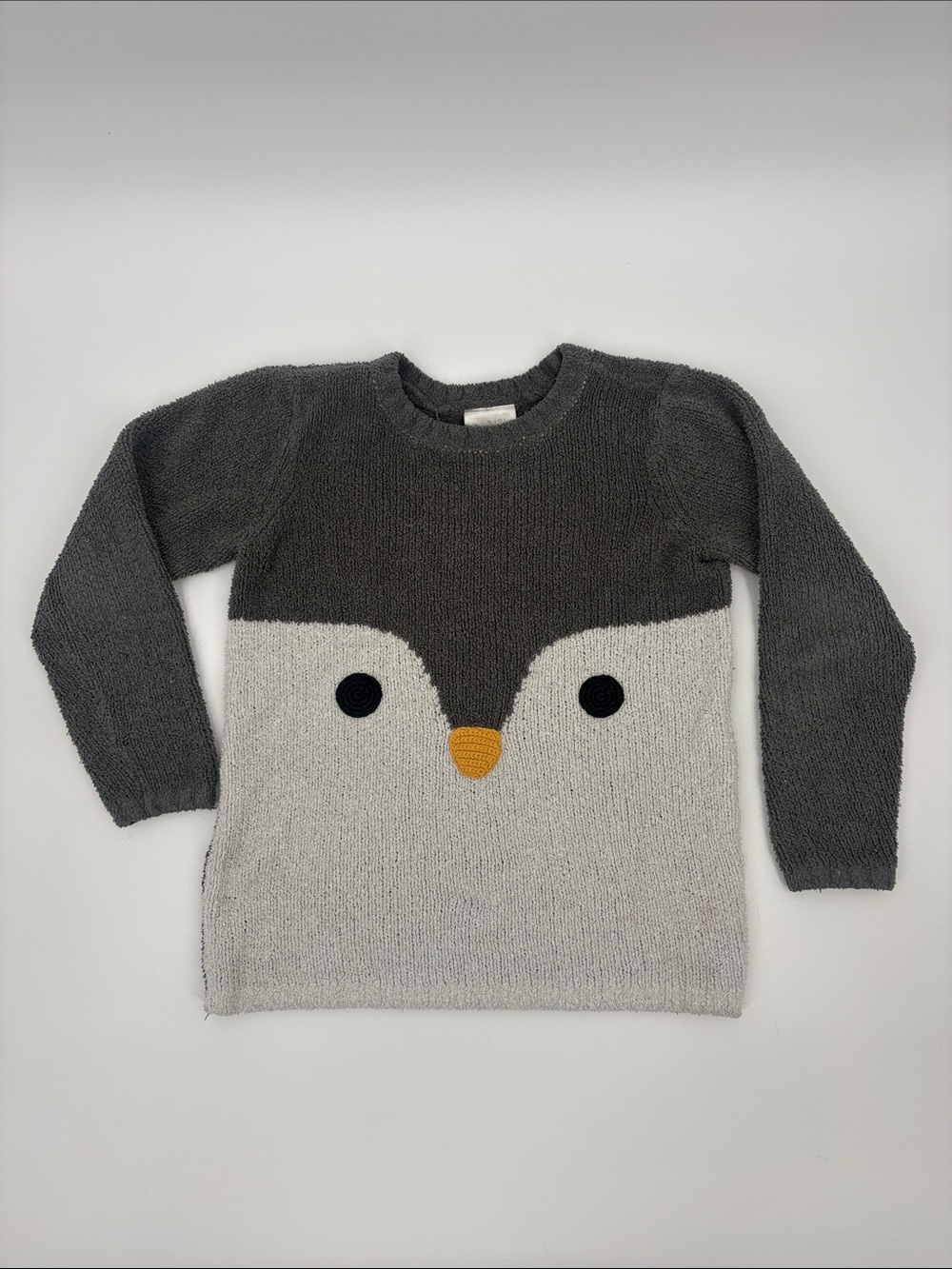 Hanna Andersson Gray and Cream Penguin Sweater Top Size 8